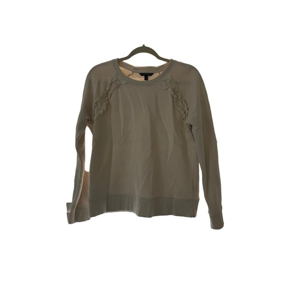 Banana Republic Tops - Banana Republic M Beige Ruffle Crewneck Sweatshirt